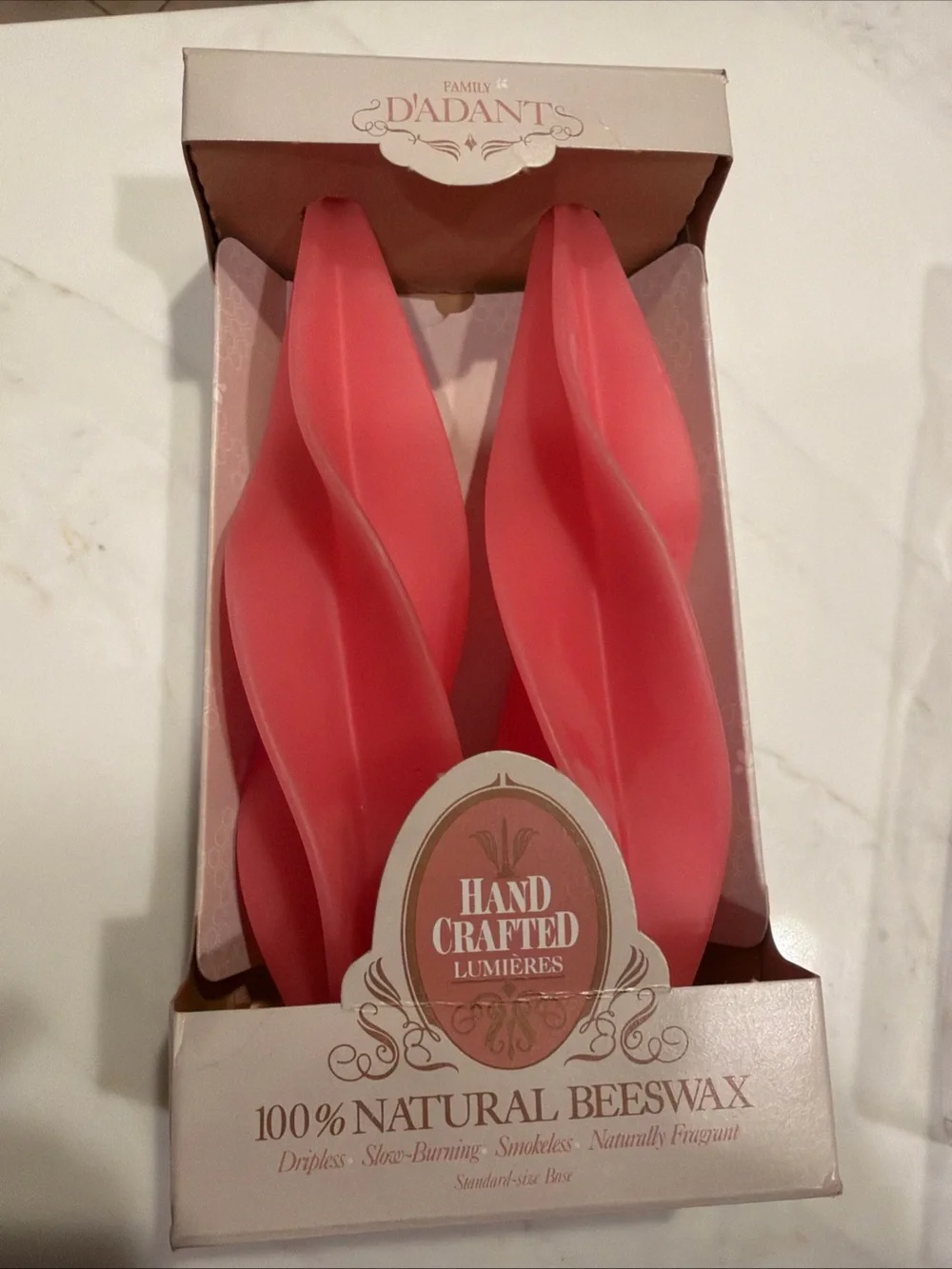 D’adant Hand Crafted Beeswax Feather Candles Pink (Set of 2)